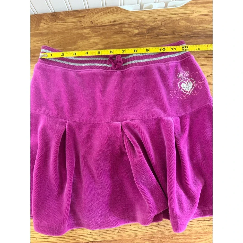 The Children's Place Girls Magenta Velour Y2K Pleated Skort Heart Size 14